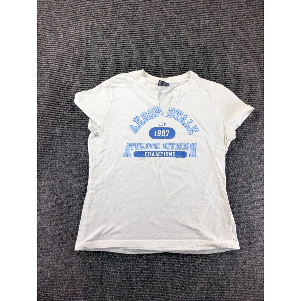 Aeropostale T Shirt Womens Medium White Athletic Division Champions Cotton